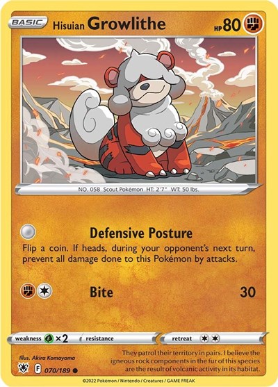 Hisuian Growlithe - 070/189 Normal - SWSH10: Astral Radiance