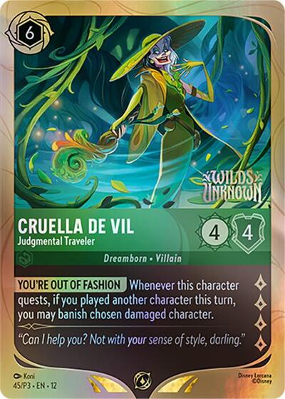 Cruella De Vil - Judgmental Traveler - 45 - Disney Lorcana Promo Cards